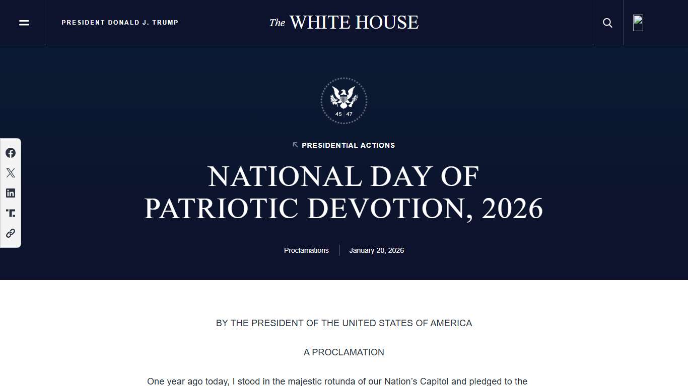 National Day of Patriotic Devotion, 2026 – The White House